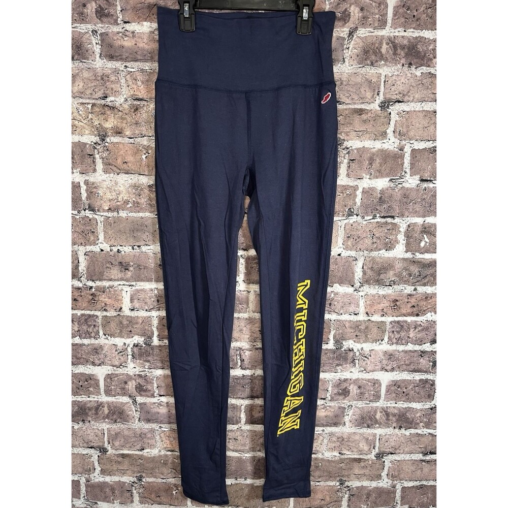 University of Michigan Wolverines Leggings Women M Navy Stirrup Retro Activewear